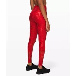 Lululemon Red Foil Wunder Under Size 4 Manifesto Print Limited Edition EUC
